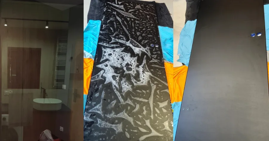 Montaż folii mrożonej na szklanym przeszkleniu wykonywany przez specjalistę