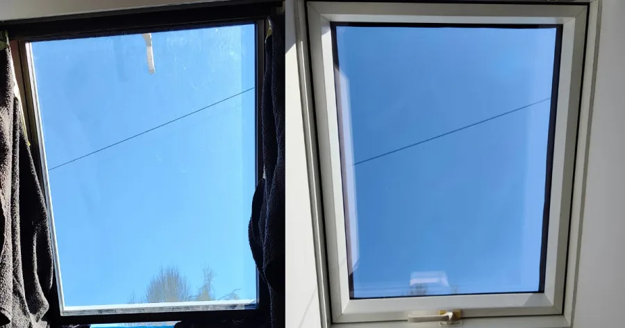 Okno dachowe z folią przeciwsłoneczną ograniczającą nagrzewanie poddasza od słońca